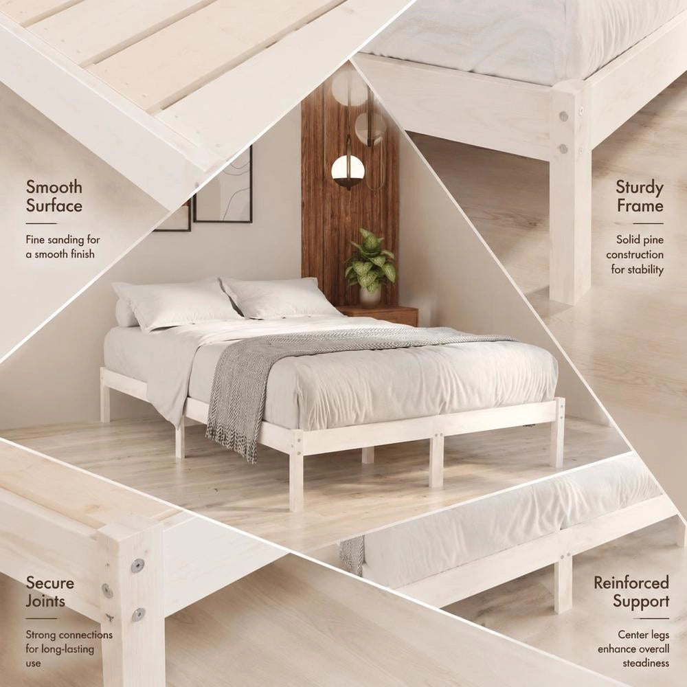 Solid Wood Bed White 180x200 Cm