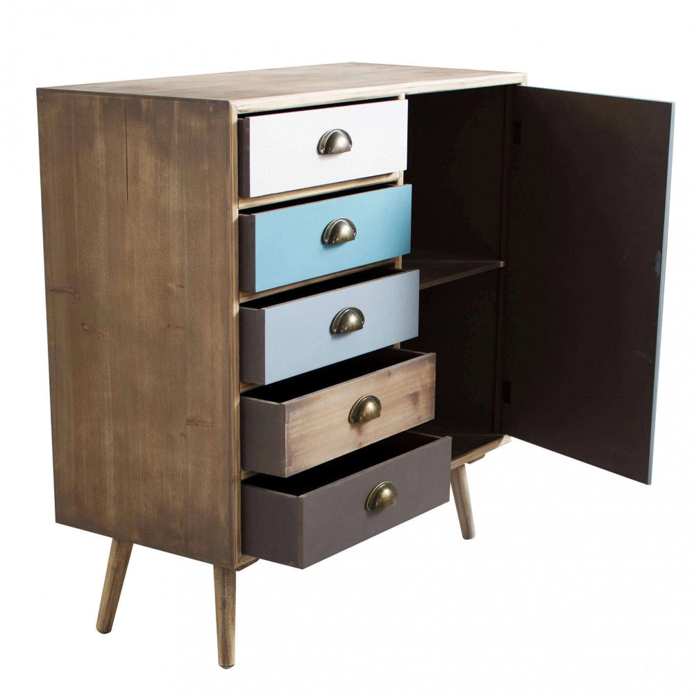 Mobiletto Levis 80x35x85 h cm in Legno Multicolor