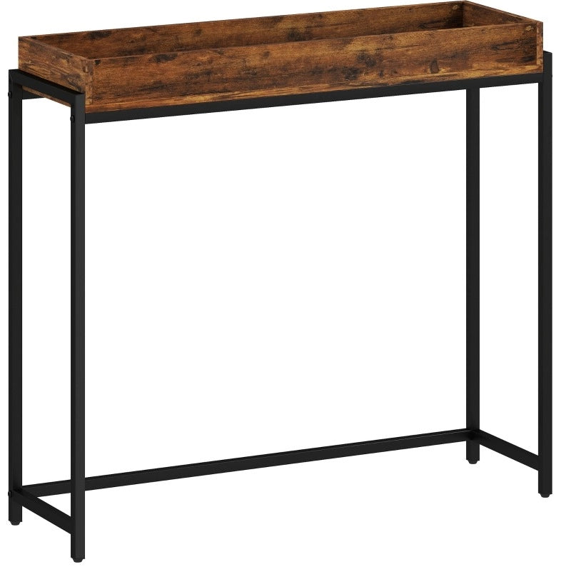Consolle stretta 100x30 cm in legno e metallo marrone rustico