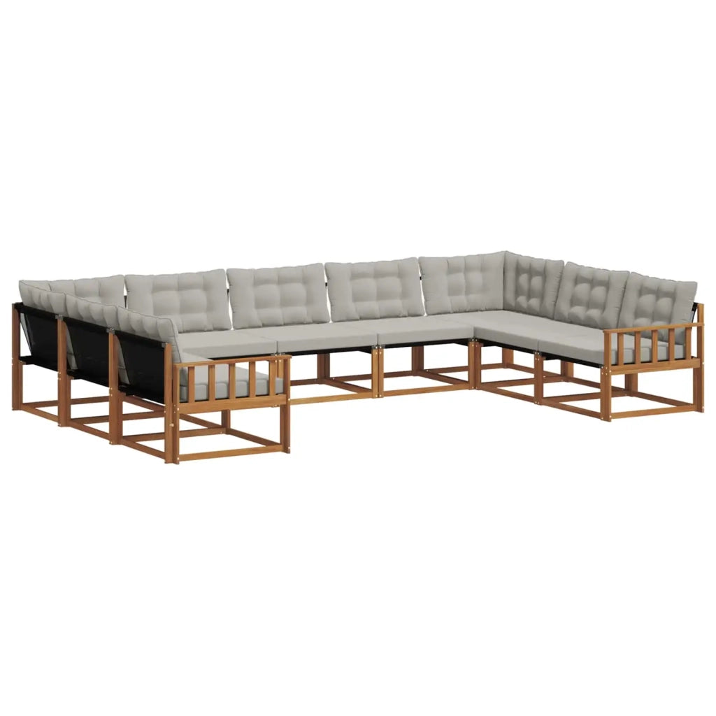 Set di divani da esterno 9 pcs Grigio Naturale e Chiaro 3369838