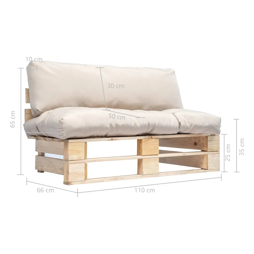 Divano da Giardino a Pallet con Cuscini Sabbia in Legno di Pino 277476