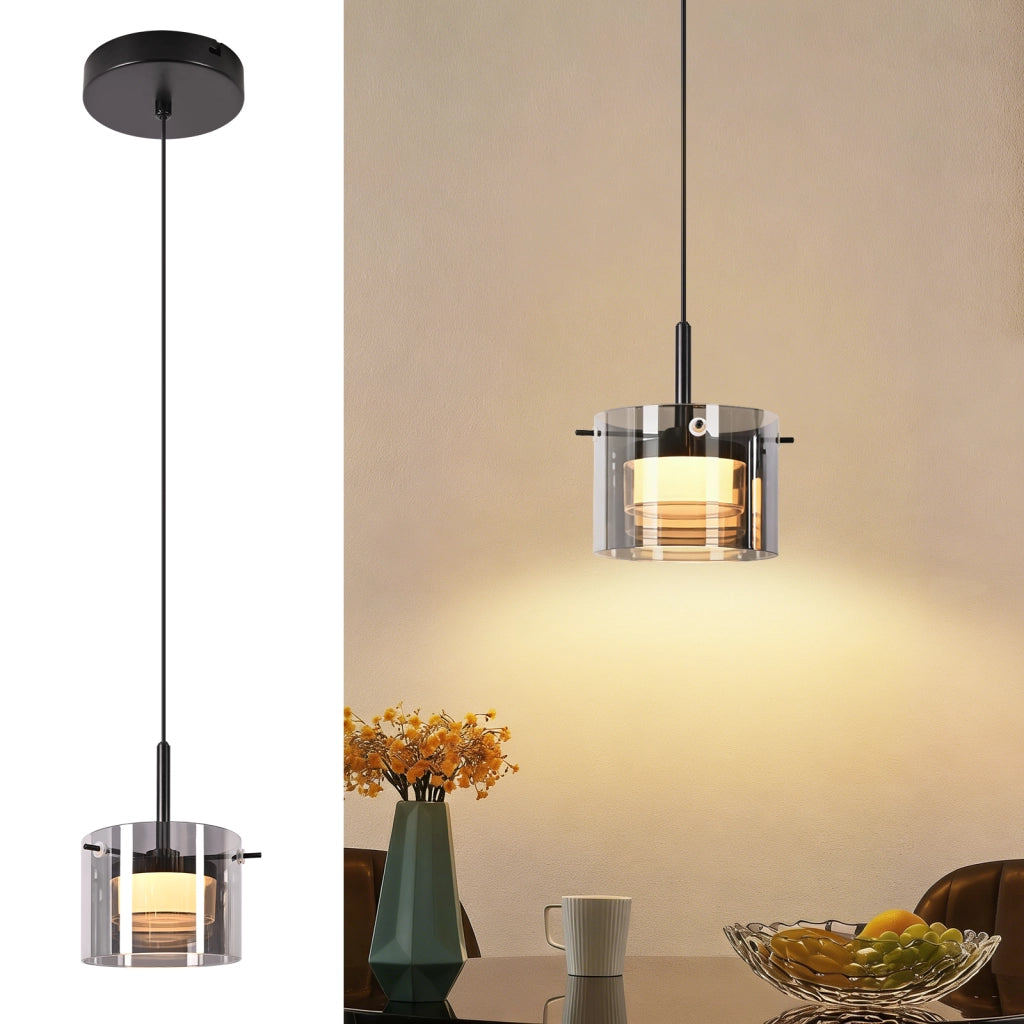 ZMH Lampada a Sospensione Vetro 1 Luce 140 cm LED Altezza Regolabile per Sala da Pranzo Soggiorno Camera da Letto