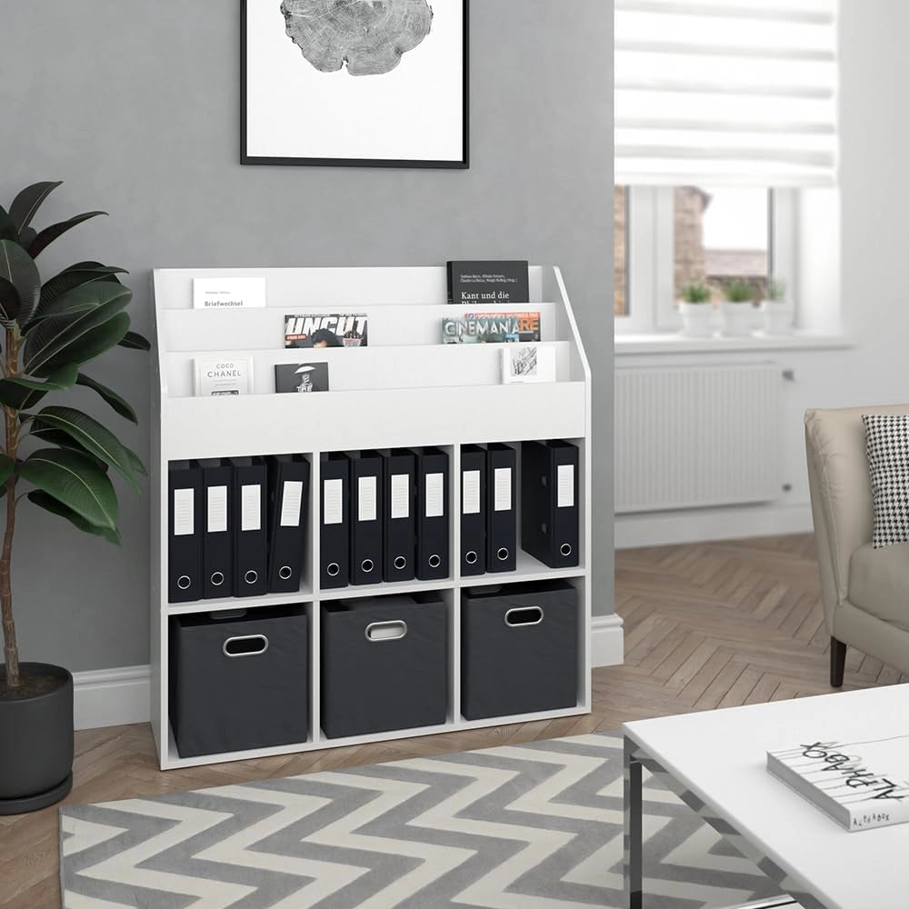 Libreria bambini Luigi, Bianco, 107.2 x 114.2 cm, combinabile per riporre giocattoli e libri