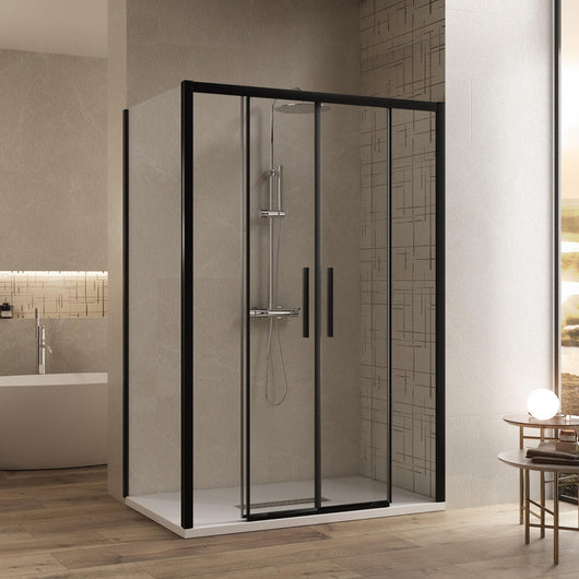 Box Doccia Angolare 2 Ante Scorrevoli in Cristallo Trasparente 6mm H195 Bonussi Eliane 70x140 cm