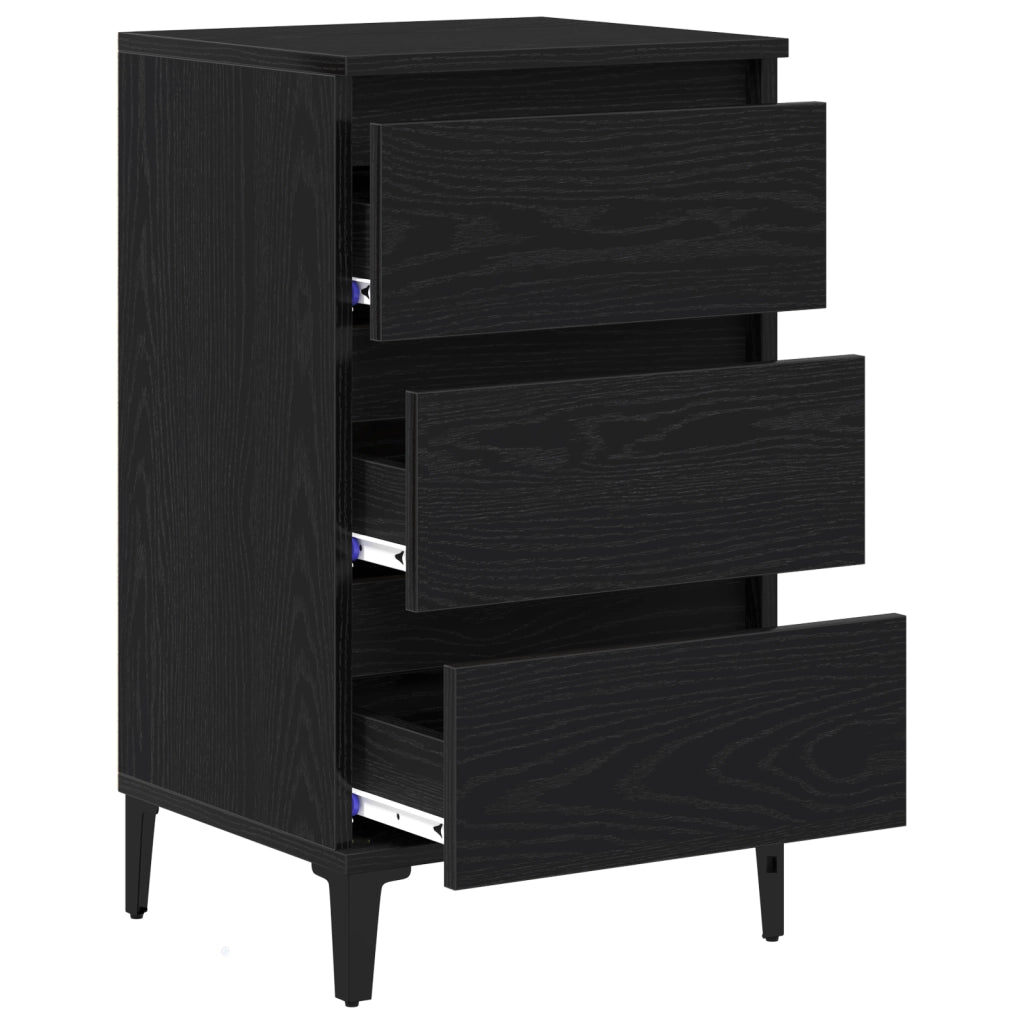 Comodino  Nero Rovere 40x35x70 cm Legno ingegnerizzato