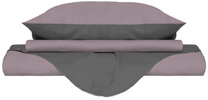 Copripiumino Singolo con Sacco e Federe Doubleface Rosa Antico/Fumo
