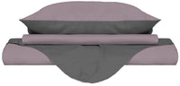 Copripiumino Matrimoniale con Sacco e Federe Doubleface Rosa Antico/Fumo