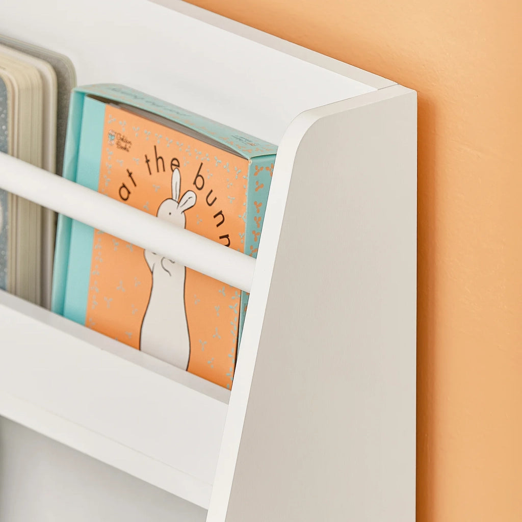 Libreria per bambini con 3 ripiani Scaffale per giocattoli Scaffale per bambini Organizzatore di giocattoli portaoggetti Bianco, KMB45-W