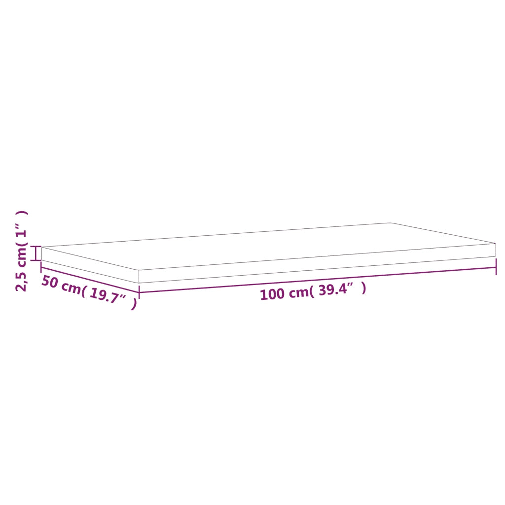 Piano Tavolo 100x50x2,5cm Rettangolare Legno Massello di Faggio 3188883