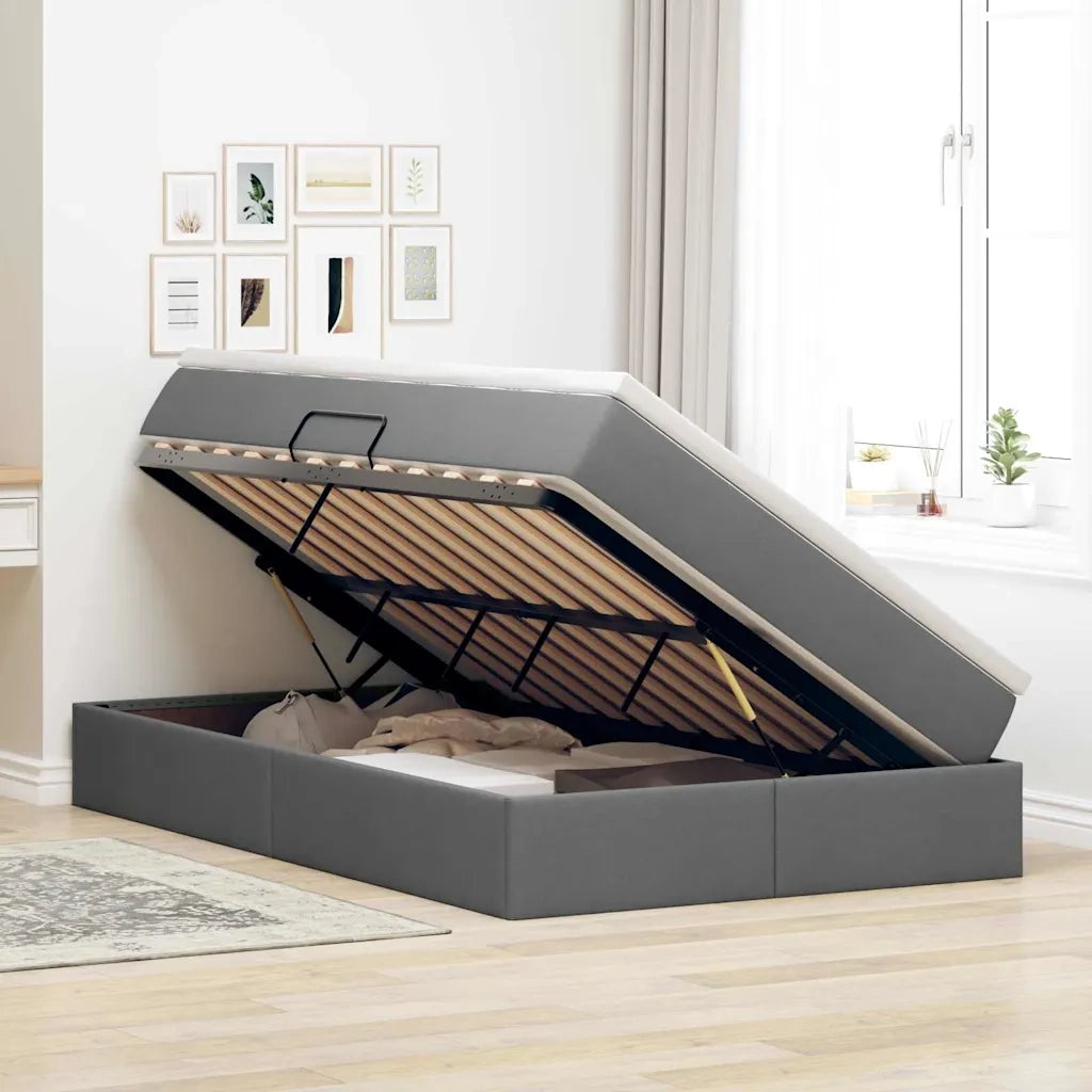Letto con contenitore e materasso Grigio scuro 120 x 200 cm 3370219