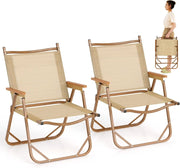 Set di 2 Sedie da Campeggio Pieghevoli, Sedie da Spiaggia Leggere con Telaio in Alluminio, Sedie da Giardino Portatili con Braccioli per Esterni, Portata 180 kg