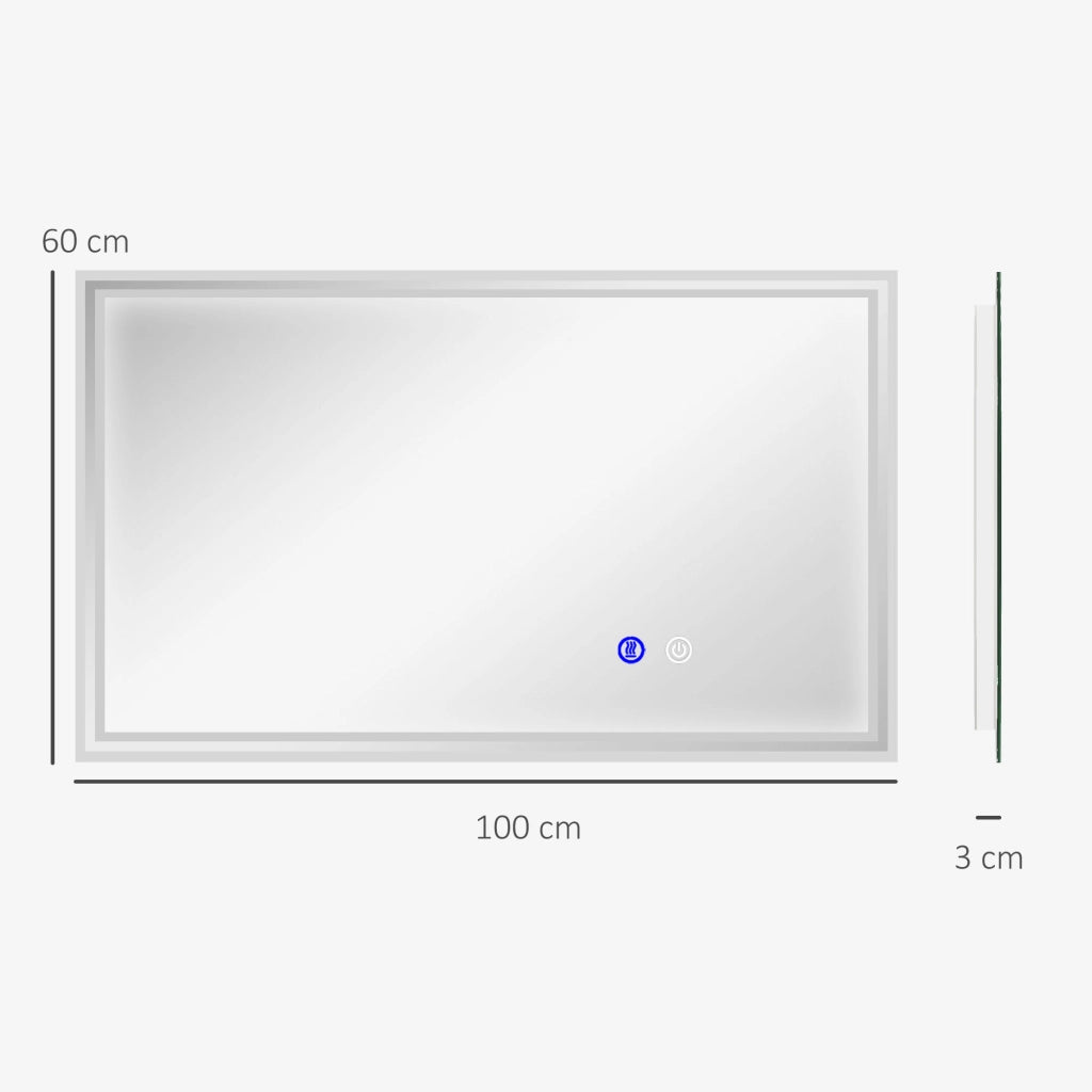 Specchio da bagno LED rettangolare ¨C Zephmum ¨C Bianco 100x60 cm