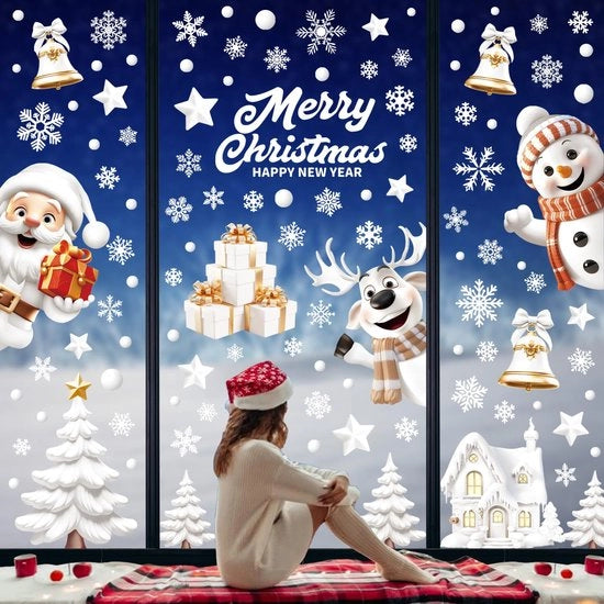 Decorazioni per finestre Decorazioni natalizie Decorazioni natalizie con fiocchi di neve Decorazioni per finestre con adesivi statici Decorazioni natalizie autoadesive