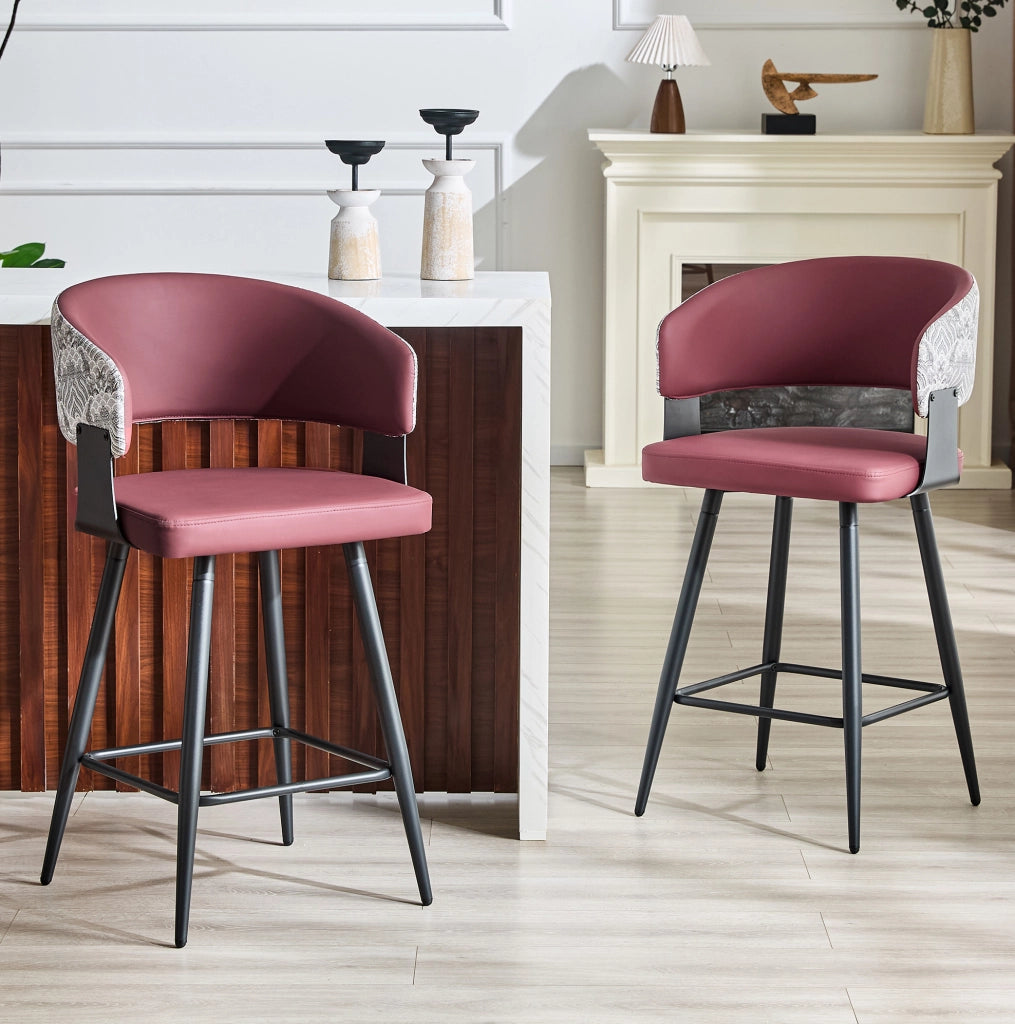 Sedia da sala da pranzo 46x47x94,5 cm in PU rosso, con braccioli e schienale