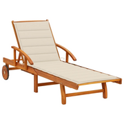 Lettino Prendisole da Giardino con Cuscino Massello di Acacia cod mxl 52600