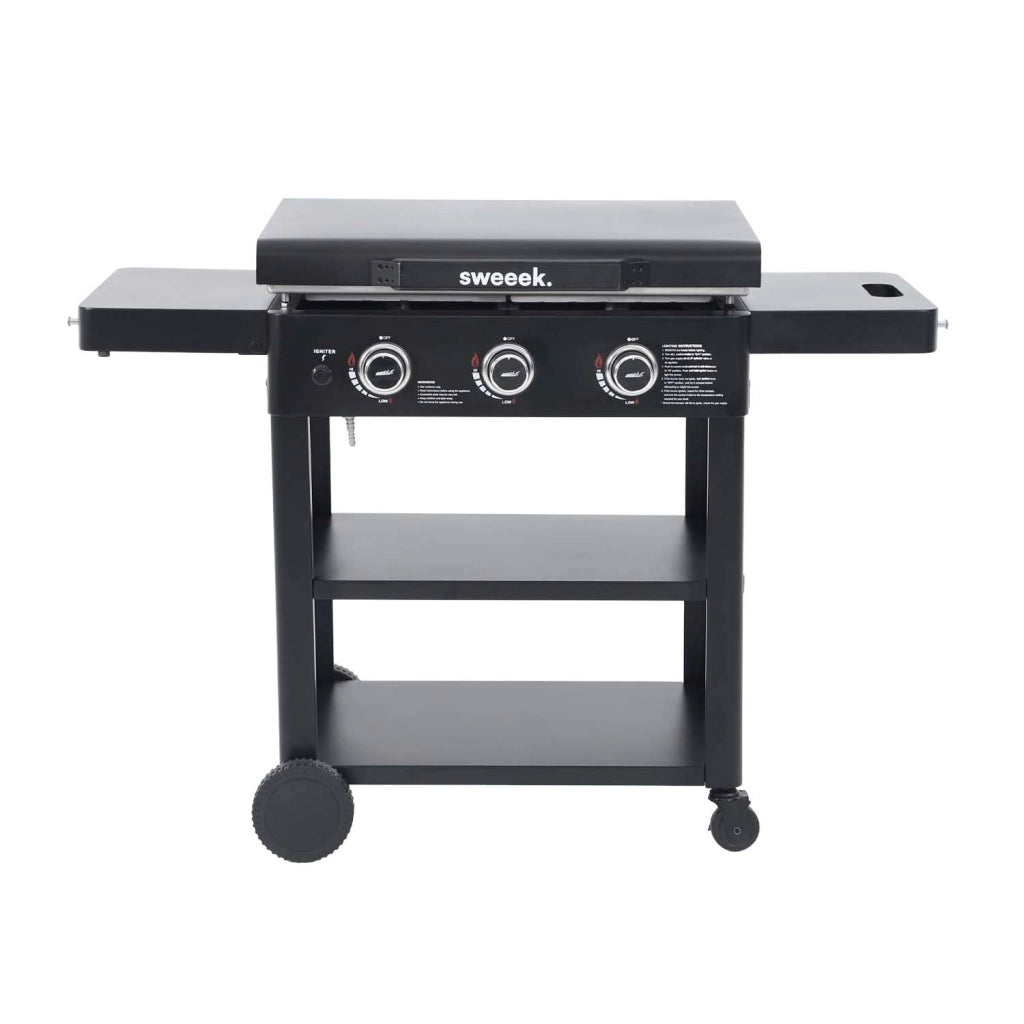 Plancha a gas 3 bruciatori acciaio inossidabile 12kw con carrello e