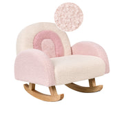 Sedia a dondolo per bambini Rainbow Boucle Gambe in legno per bambini rosa