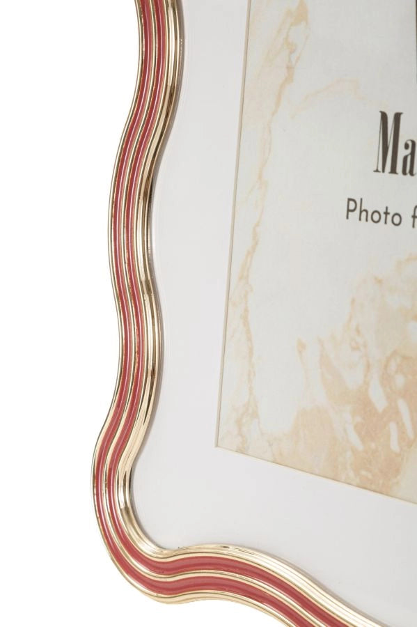 Cornice Elizabeth Rossa 22,7x1,3x27,6 cm in Zinco e Vetro Rosso e Oro