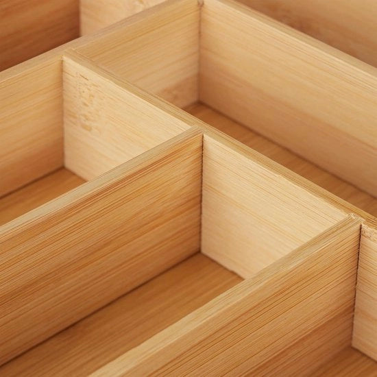 Cassa per utensili da cucina con 6 contenitori - bambù - dimensioni 255 x 355 cm - naturale