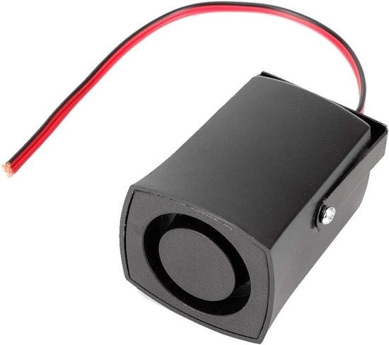 Alarmista auto universale 12 V - 115 dB nero con avviso di allarme.