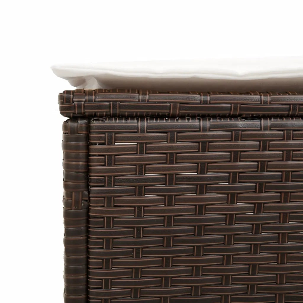 Lettino Prendisole | Sdraio da giardino | Lettino da sole con Tavolo e Cuscino Marrone in Polyrattan