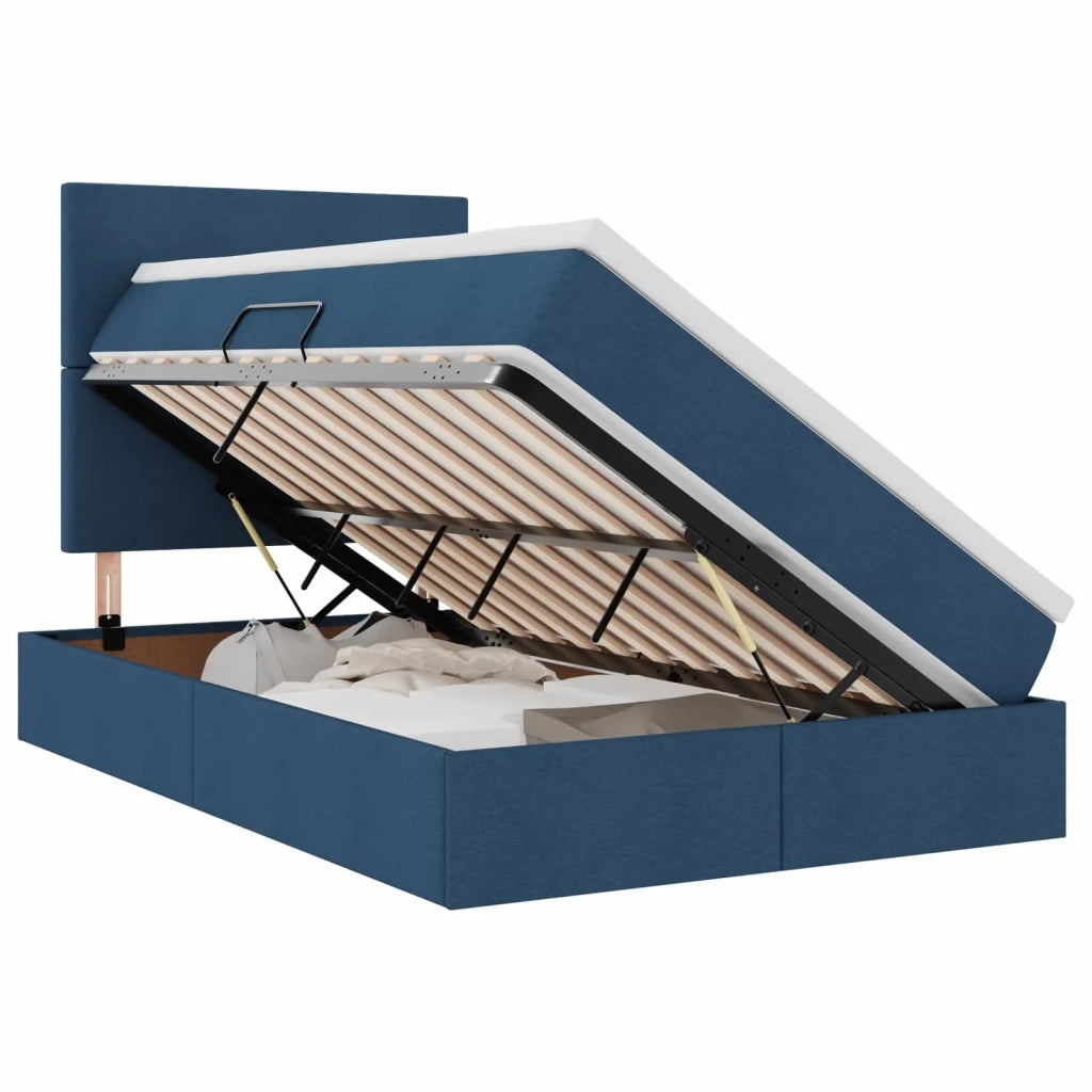 Letto con contenitore LED e materasso Blu 120 x 200 cm Tessuto