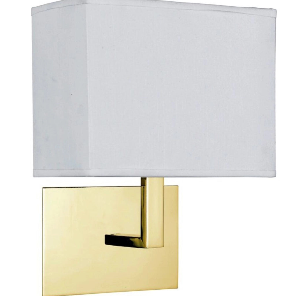 Applique da parete per hotel - Metallo ottone satinato e paralume in tessuto bianco