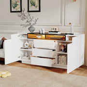 Sideboard soggiorno 140x40x68 cm bianco e nero con LED