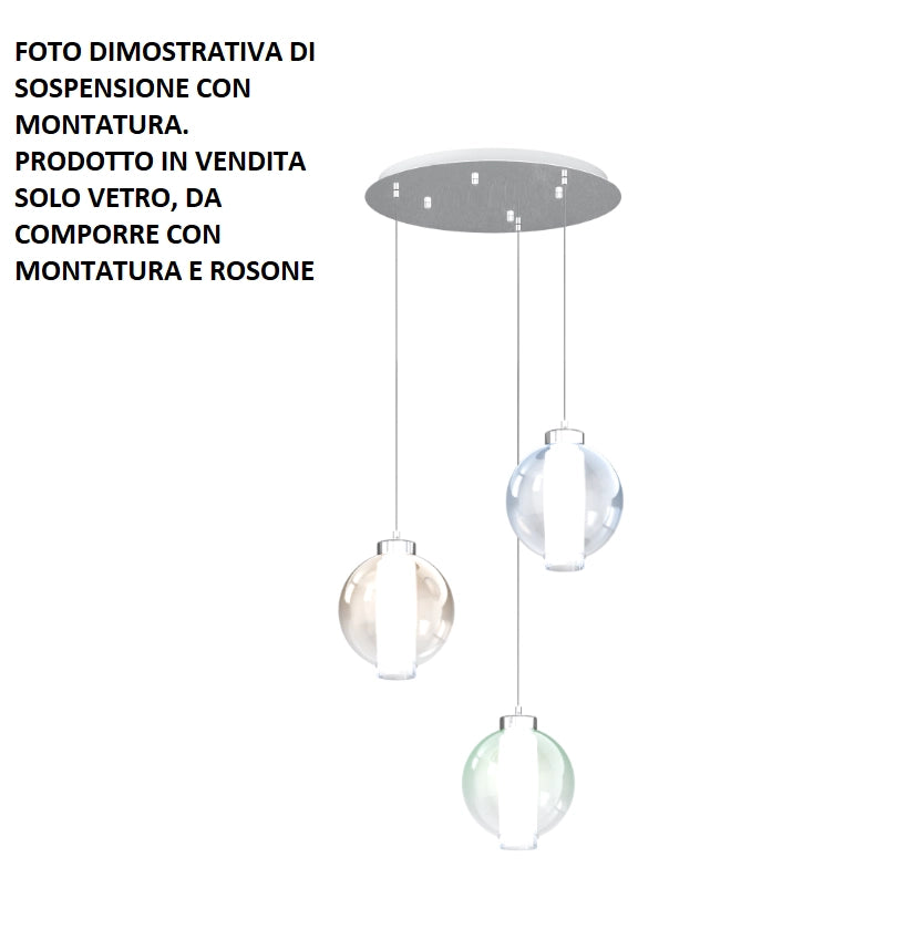 KIT DUE VETRI ESTERNO TRASPARENTE + INTERNO SATINATO + 2 GOMMINI SILICONE