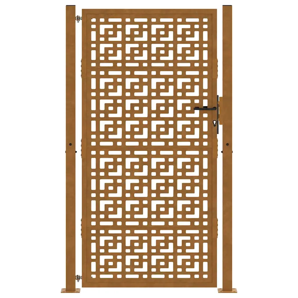 Cancello da giardino 100x200 cm in acciaio corten con design a croce 4101008