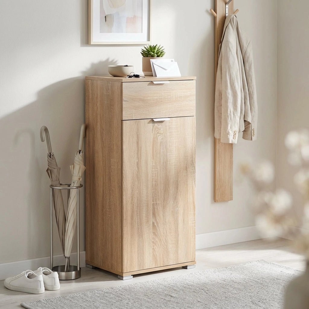 Armadietto da Bagno con cassetto in Legno Composito cm 45x38x103 - CURT