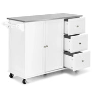 Carrello da cucina con ruote 135 x 45,5 x 91,5 cm con 3 cassetti pratico contenitore stile moderno MDF bianco 20_0011647