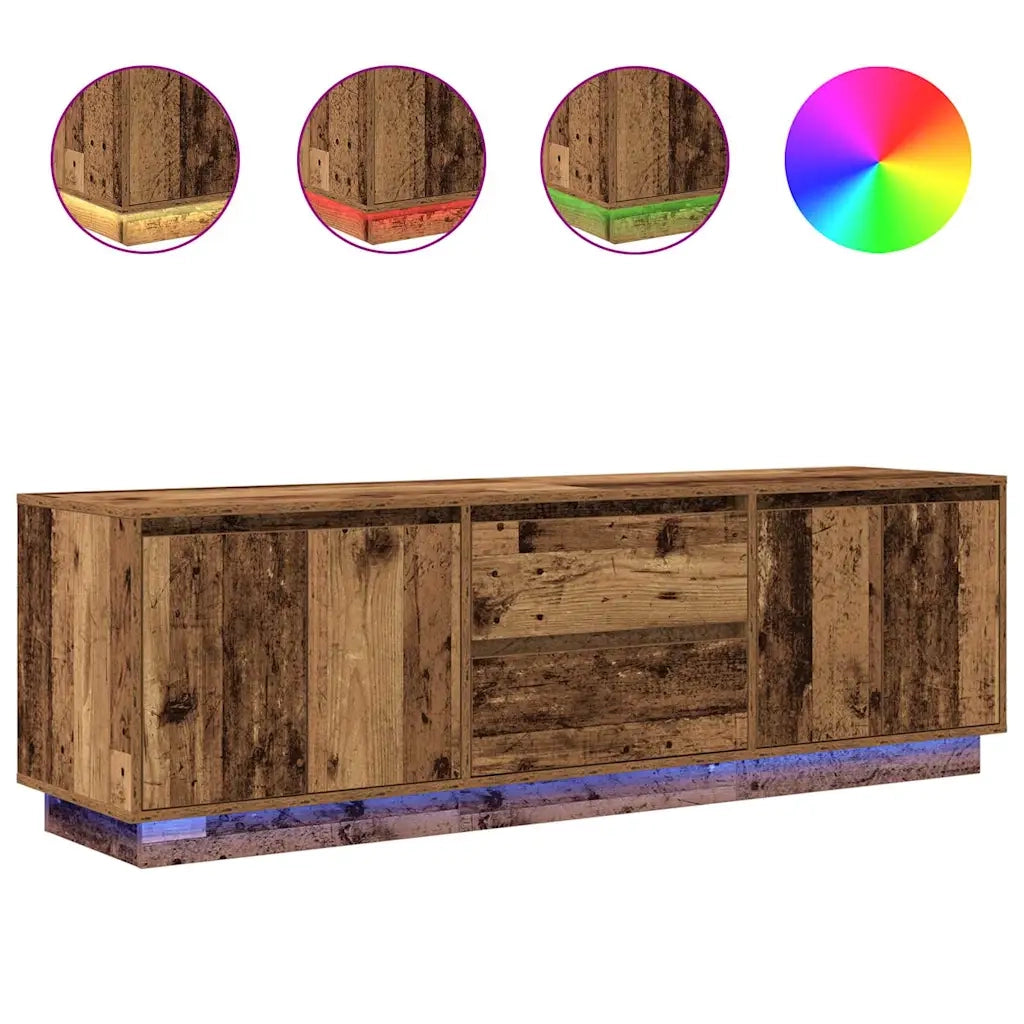 Mobile Porta TV con Luci LED Legno Antico 160,5x41x50 cm 3328433