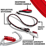 Cintura per cani robusta con manico di neoprene ultrapluvioso | Caricabaguagli per aereo in alluminio | Cintura per cani riflettente e resistente al tempo