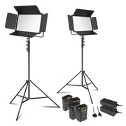 LED Niova 150-F Pro set di luci di superficie incl. 2x luce video, 2x treppiede per lampada, 4x batteria con attacco a V e 2x caricatore, luce di superficie da 150 W con bicolore