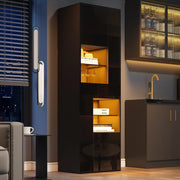 Vetrina alta LED nera 55x38x170 cm con 1 cassetto