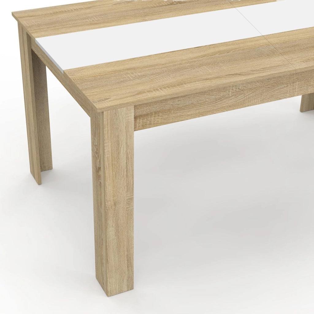 Tavolo da pranzo rettangolare GEORGIA a 6 posti in simil-faggio e bianco 140 x 80 cm