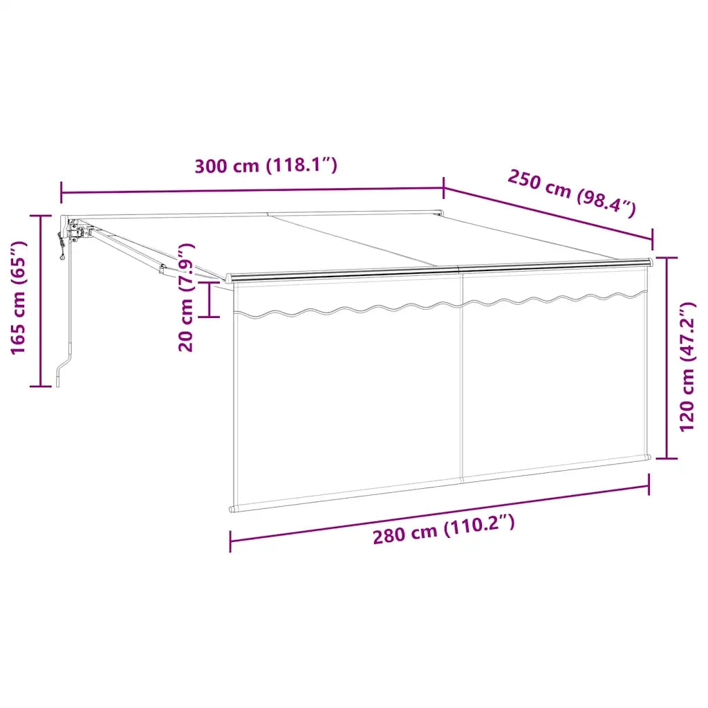 vidaXL Tenda Retrattile Blu e bianco 300 x 250 cm Tessuto