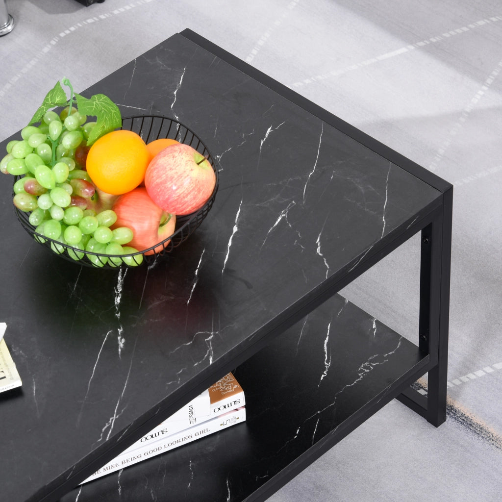 Tavolino Moderno con 2 Ripiani ¨C Zephmum ¨C Nero 106x50x47 cm