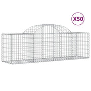 Cestini gabbioni recinzione a gabbia muro di contenimento ad arco 50 pezzi 200 x 50 x 60/80 cm ferro zincato argento 02_0040975