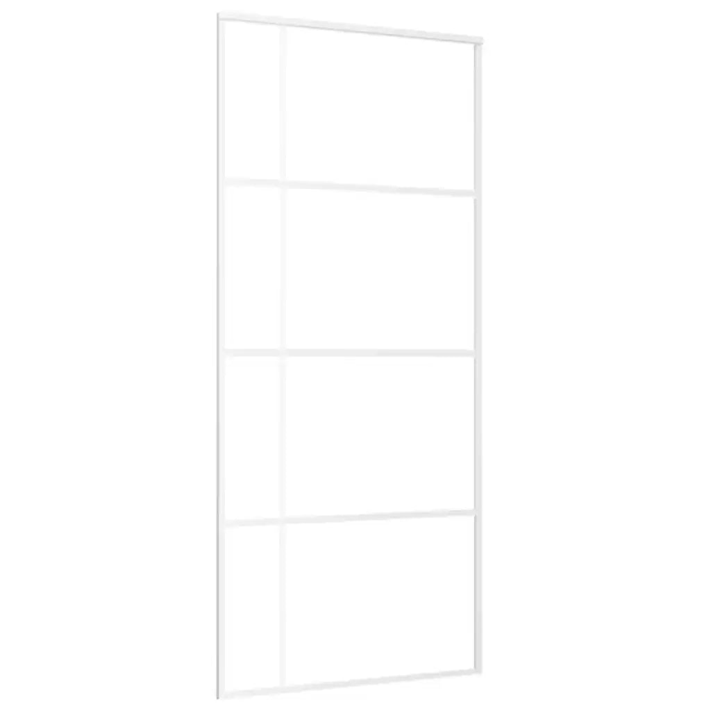Porta Scorrevole in Vetro ESG e Alluminio 90x205 cm Bianca 151685
