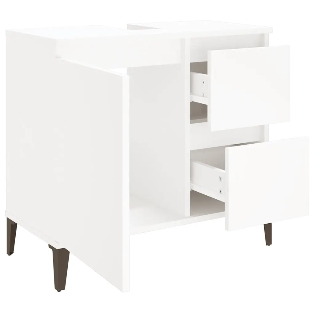 Mobiletto da bagno moderno con 2 cassetti 65 x 33 x 60 cm legno composito bianco 02_0048416