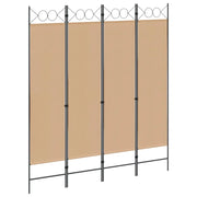Paravento a 4 Pannelli Beige 160 x 180 cm Tessuto 42039190