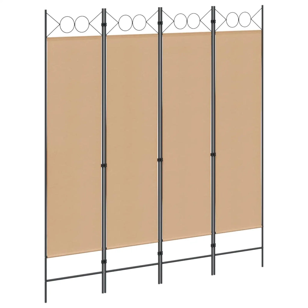 Paravento a 4 Pannelli Beige 160 x 180 cm Tessuto 42039190