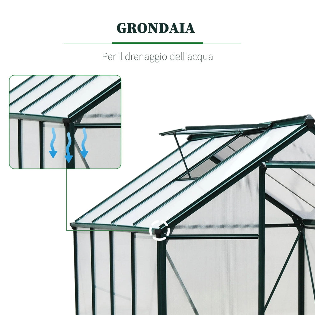 Serra da Giardino per Piante 190x252x201 cm in Policarbonato Anti UV Verde