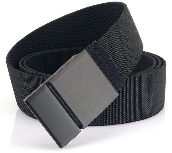 Due cinture per uomini 1,5 pollici, Ratchet cintura Casual Mesh per golf, cintura elastica Casual per jeans con chiusura a gomito, nero (120 cm)