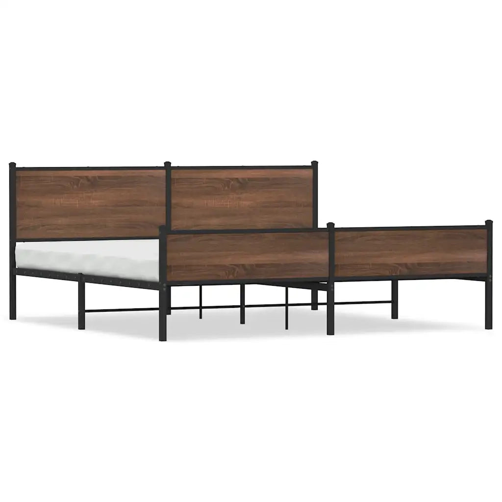 Giroletto senza Materaso in Metallo Rovere Marrone 193x203 cm 3301417