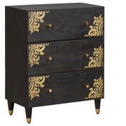 Credenza Nero 60 x 33 x 75 cm Legno di mango massello