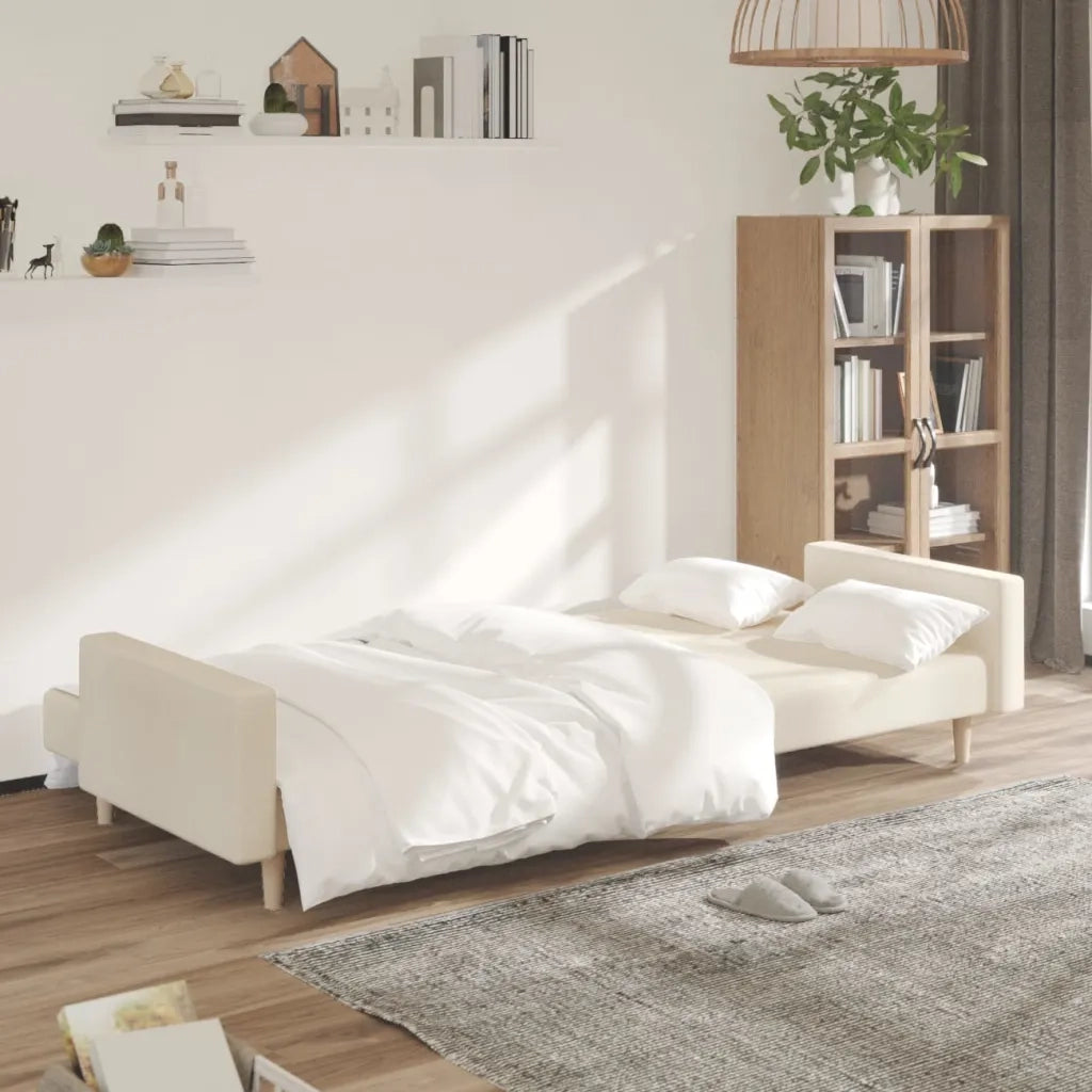 Divano Letto a 2 Posti Crema in Tessutocod mxl 87467