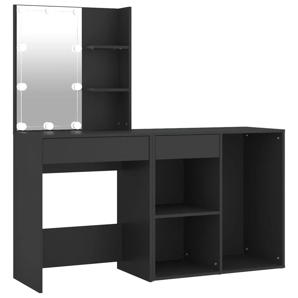 Toletta LED con mobiletto 60 x 40 x 140 cm legno ingegnerizzato nero 02_0006287